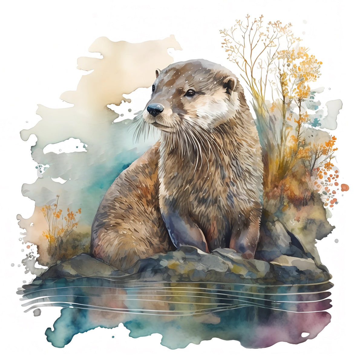 AV115-bruine-otter-zittend-aan-de-waterkant-applicatie