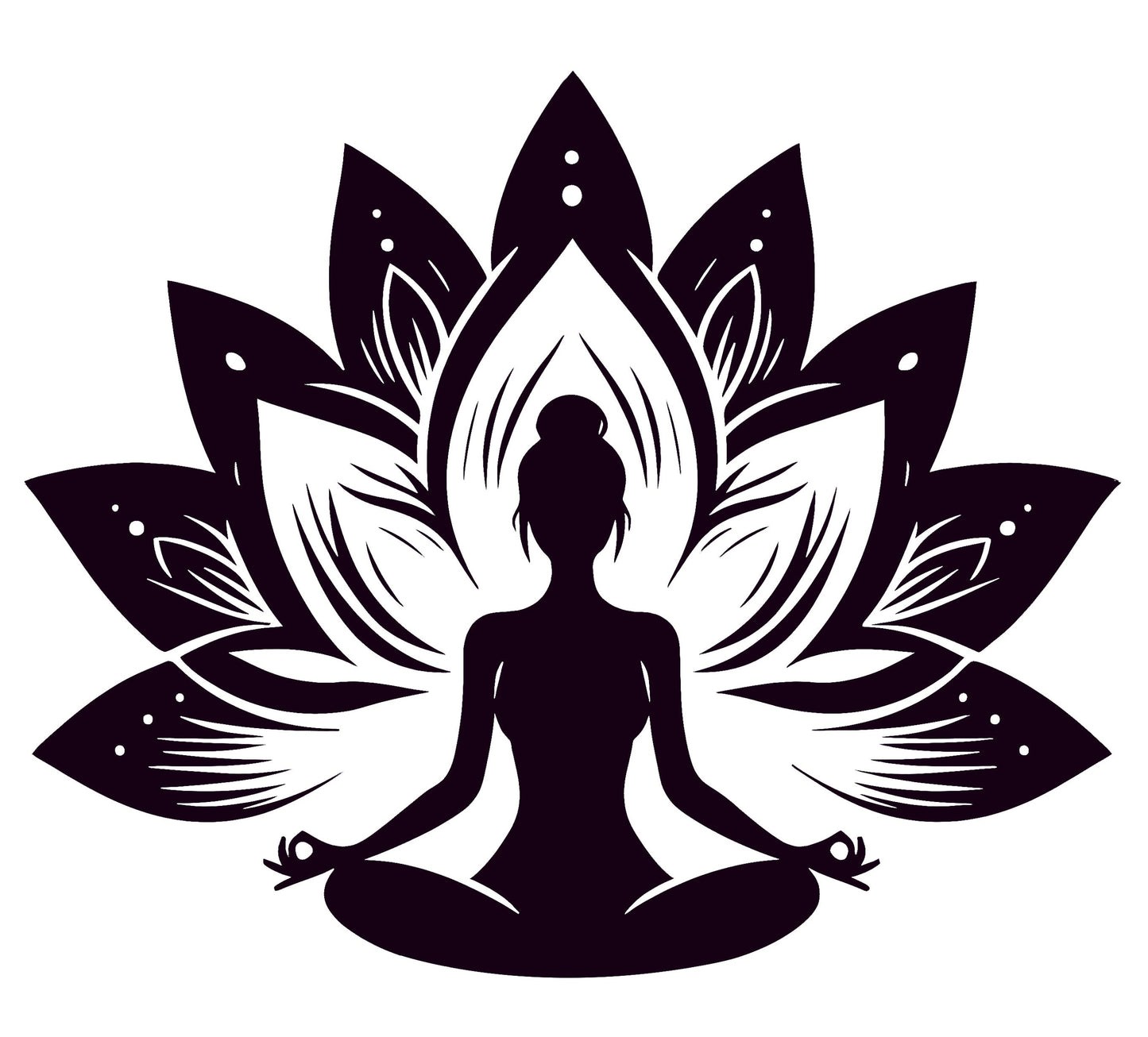 AV133-zwarte-lotus-bloem-met-een-dame-ervoor-in-yoga-houding-applicatie