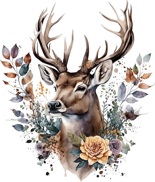 AV154-hert-met-gewei-en-bloemen-applicatie
