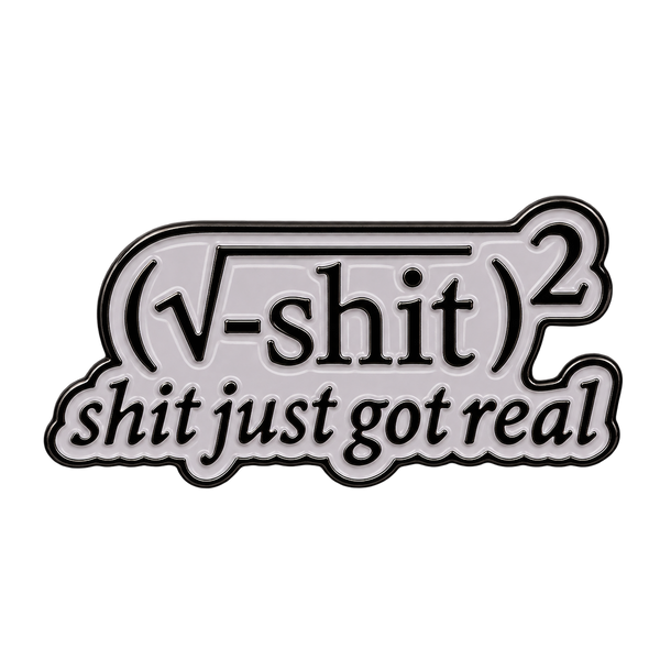 P2-24 Shit Just Got Real Wiskunde Pin – voorkant