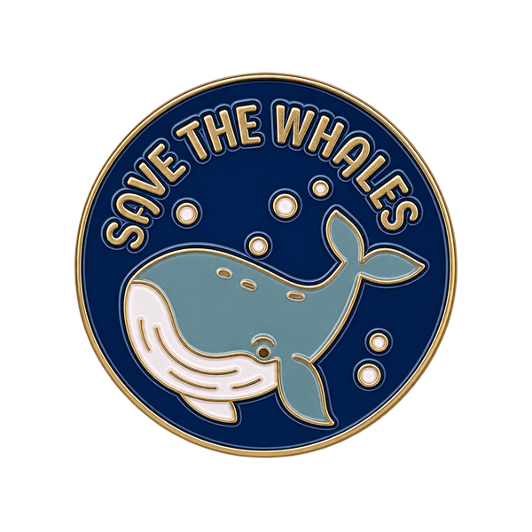 P3-19 Walvis Met Tekst Save The Wale Pin – voorkant
