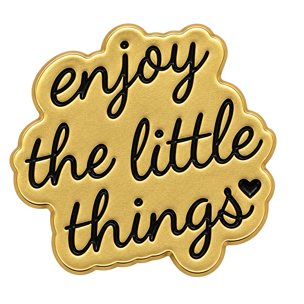 P3-3 goudkleurige Enjoy the little things pin – vrijstaande voorzijde