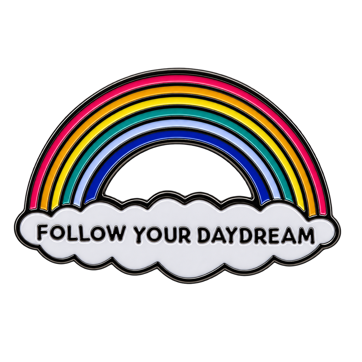 P3-7 Regenboog Met Follow Your Daydream Pin – voorkant