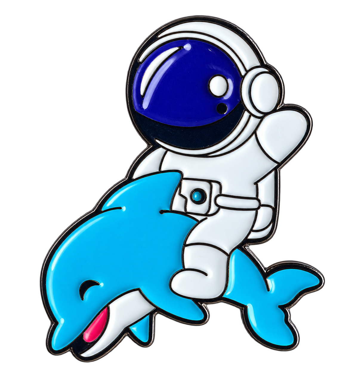 P4-15 – astronaut op dolfijn, vrijstaande pin