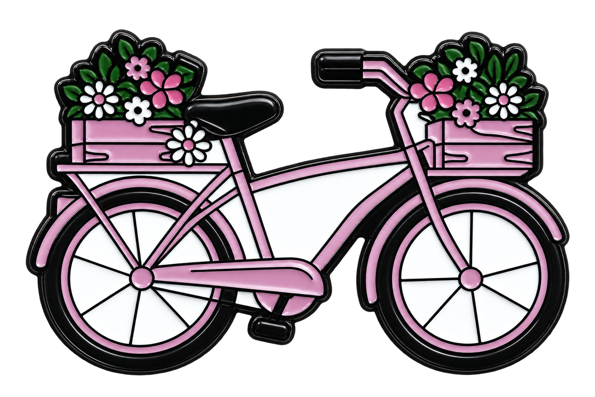 P8-14 Roze bloemenfiets – voorzijde