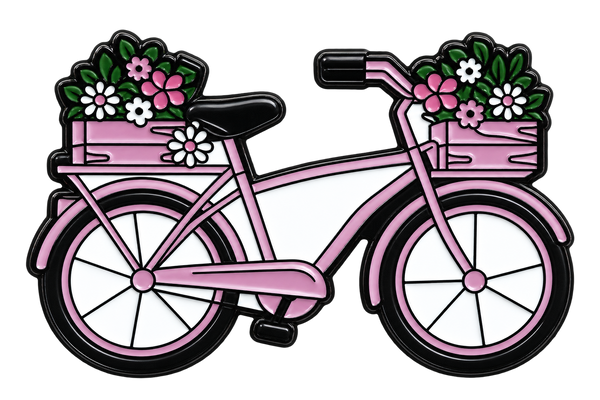 P8-14 Roze bloemenfiets – voorzijde