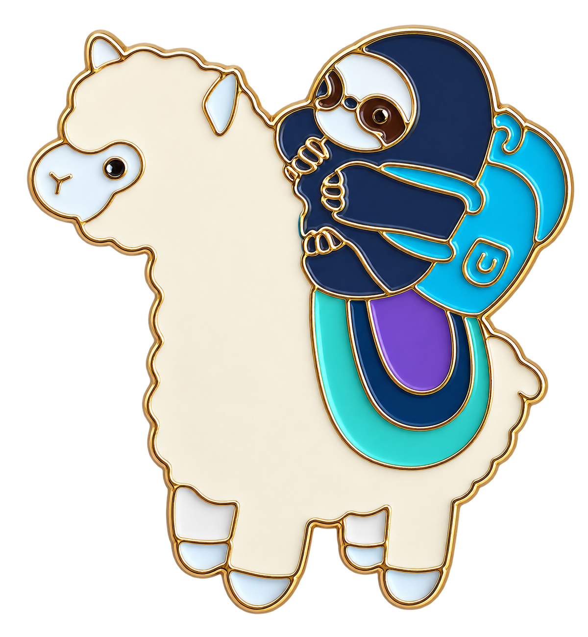 Lama met luiaard op reis voorkant