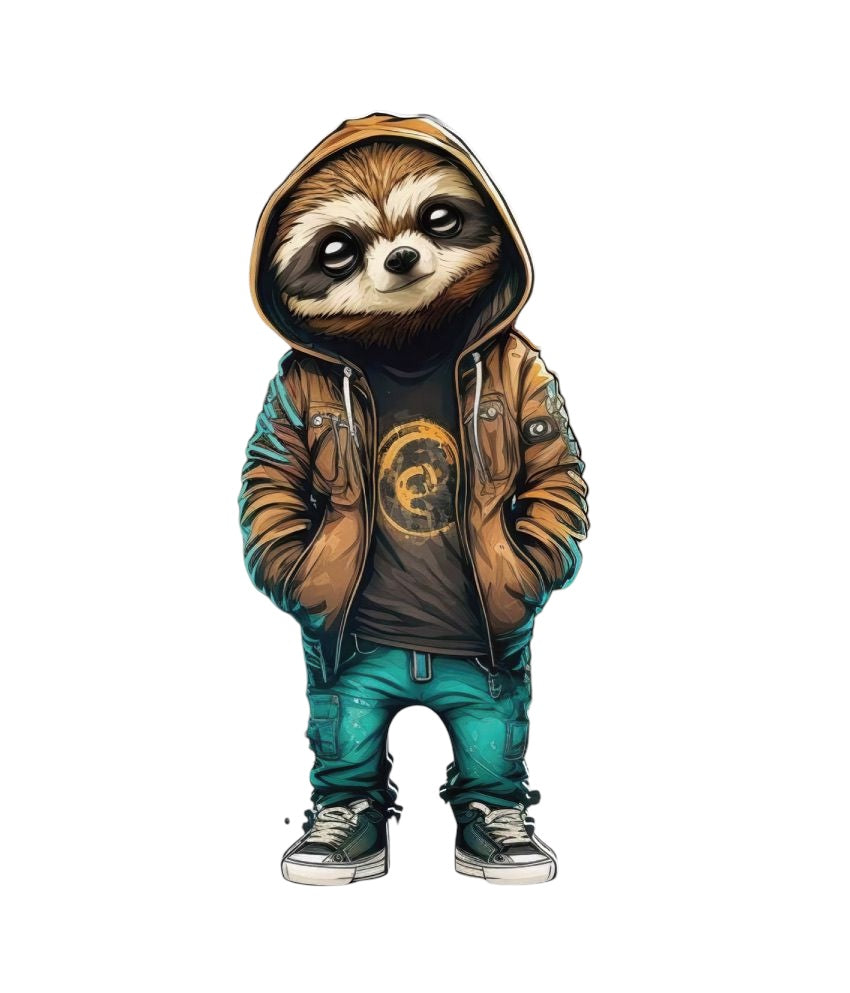 V11-bruine-luiaard-met-skater-kleding-applicatie