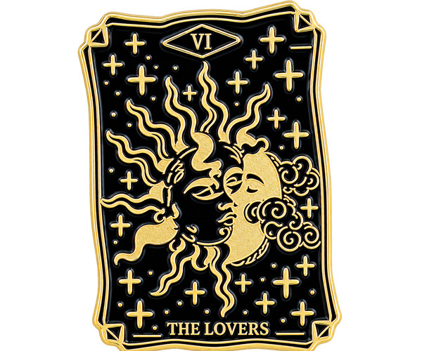Tarotkaart The Lovers – vrijstaande voorzijde met zon en maan