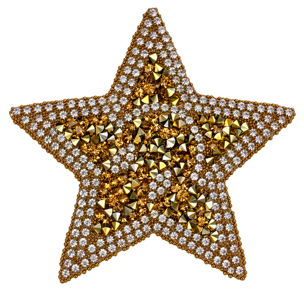 Goud met zilverkleurige ster strass patch, vrijstaand