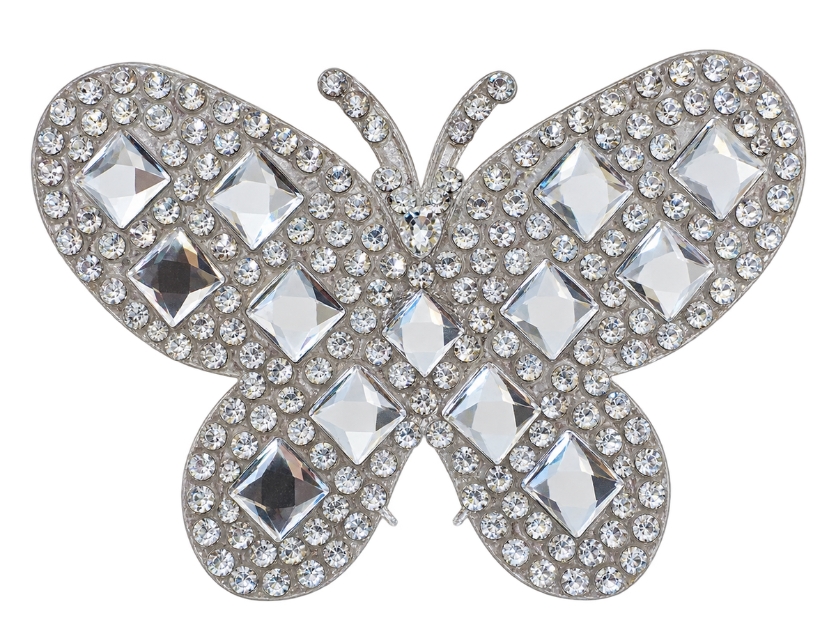 Zilveren vlinder strass patch, vrijstaand
