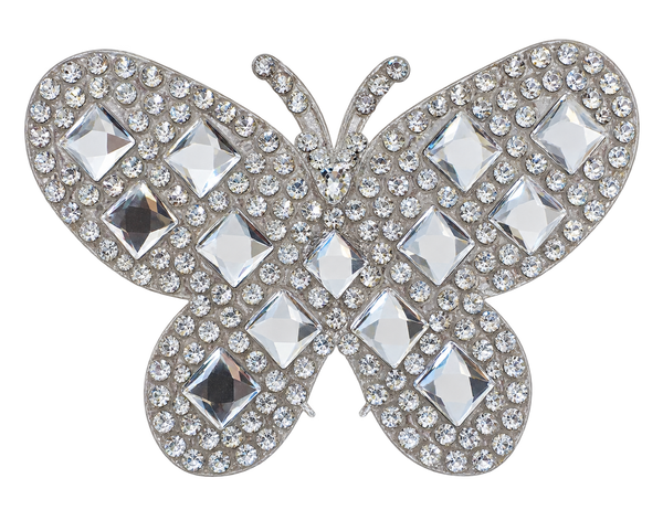 Zilveren vlinder strass patch, vrijstaand