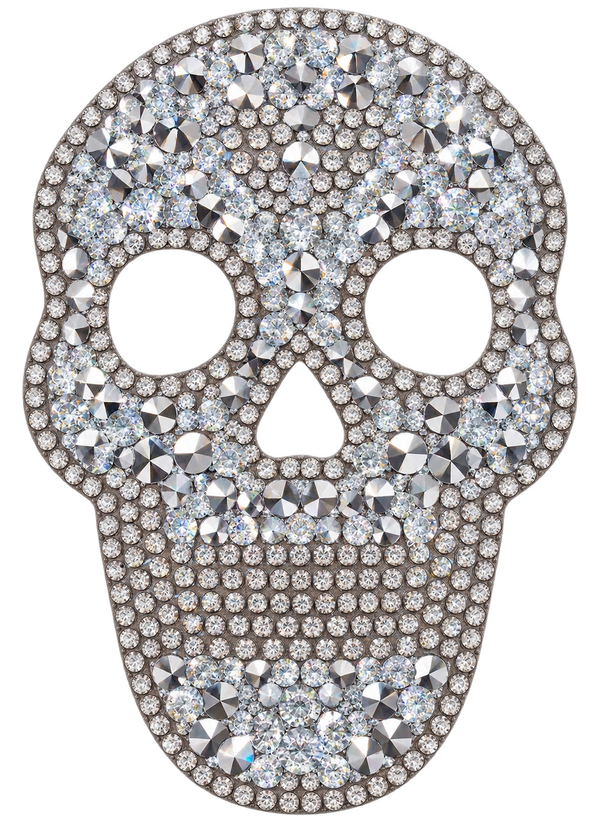 Zilveren skull strass patch, vrijstaand – SP0031