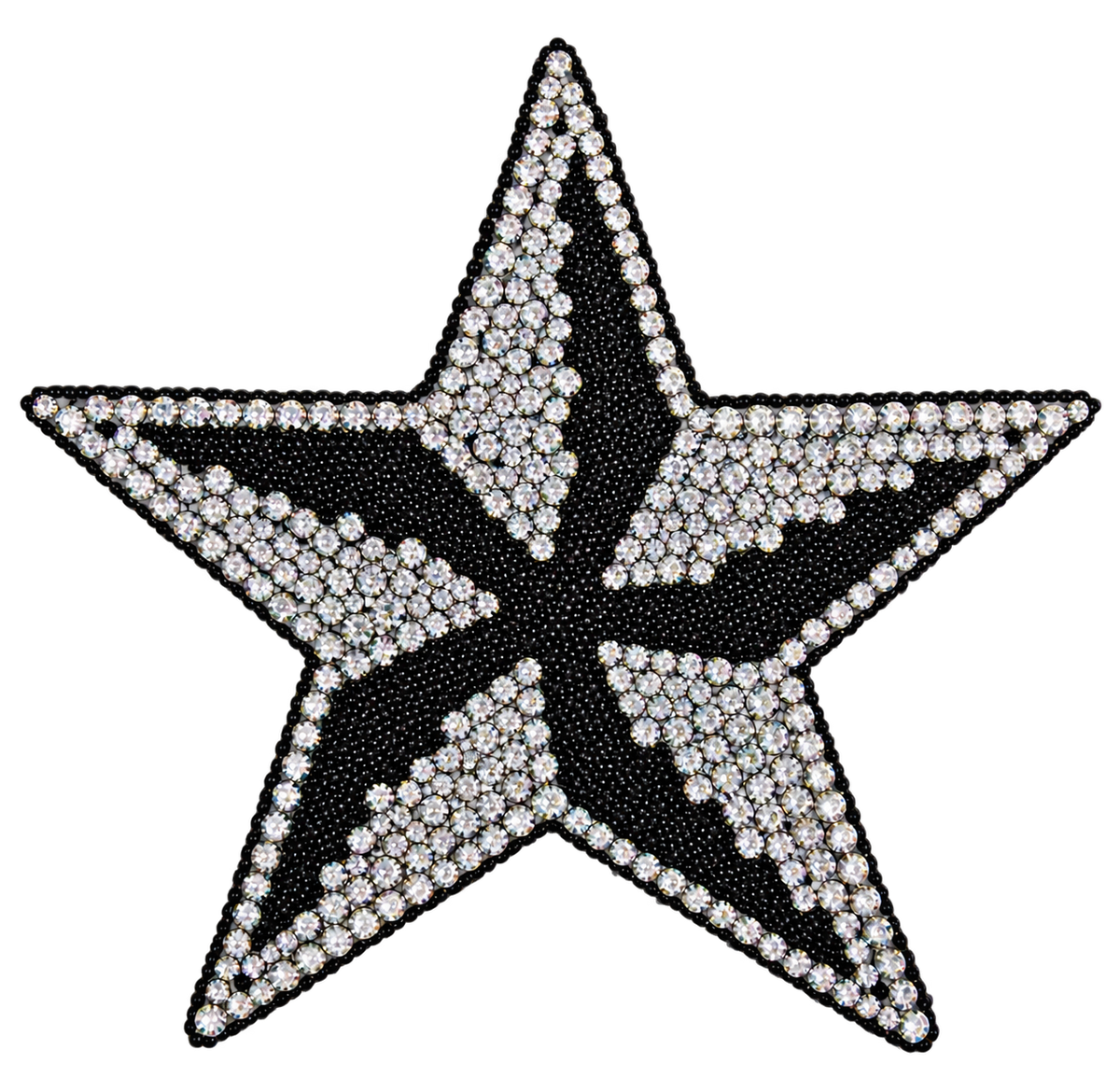 Ster met zwarte twist en heldere zilveren strasssteentjes, 8,5 × 8,5 cm, SP0039