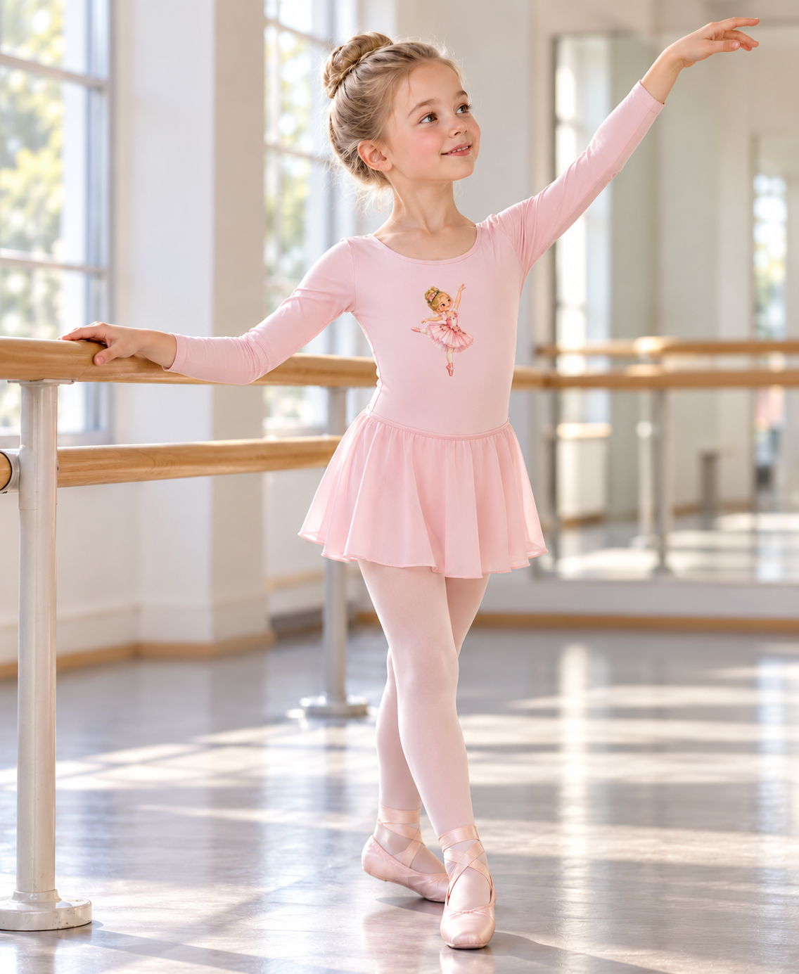 Toepassingsvoorbeeld: meisje tijdens balletles met de kleine ballerina op haar pakje