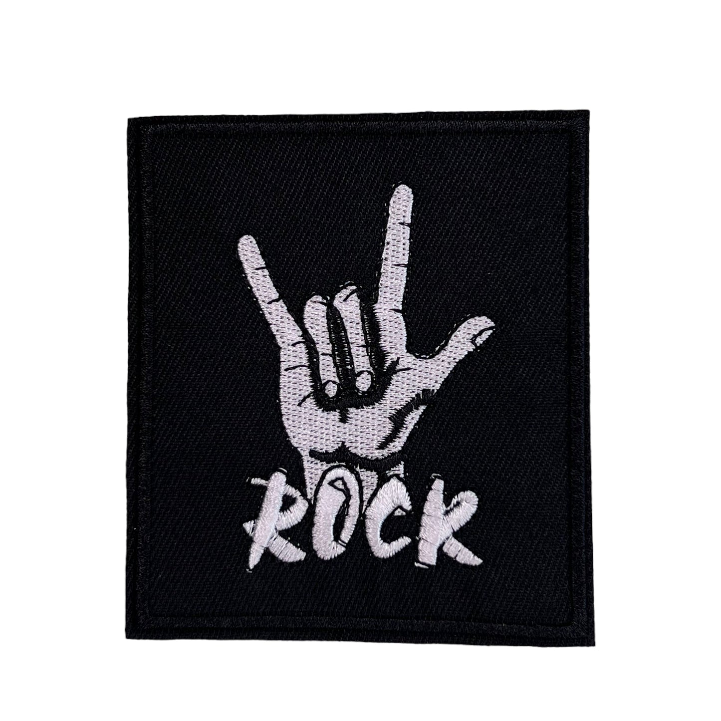 P0659-zwarte-patch-met-witte-hand-en-tekst-rock-patch