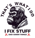 AV130-gorilla-met-pet-en-de-tekst-that's-what-I-do-I-fix-stuff-applicatie