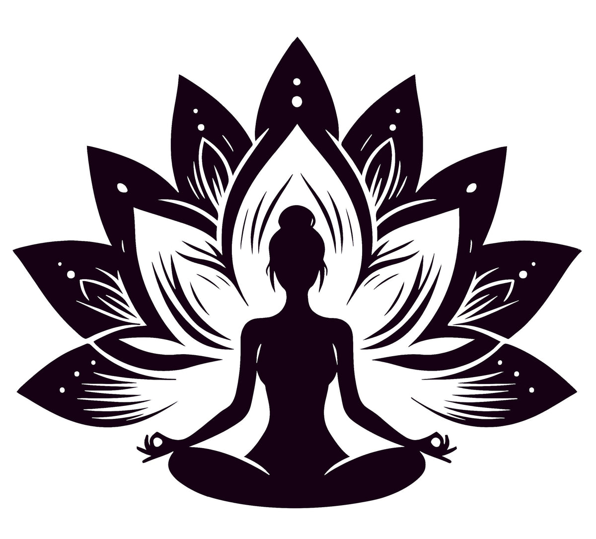 AV133-zwarte-lotus-bloem-met-een-dame-ervoor-in-yoga-houding-applicatie