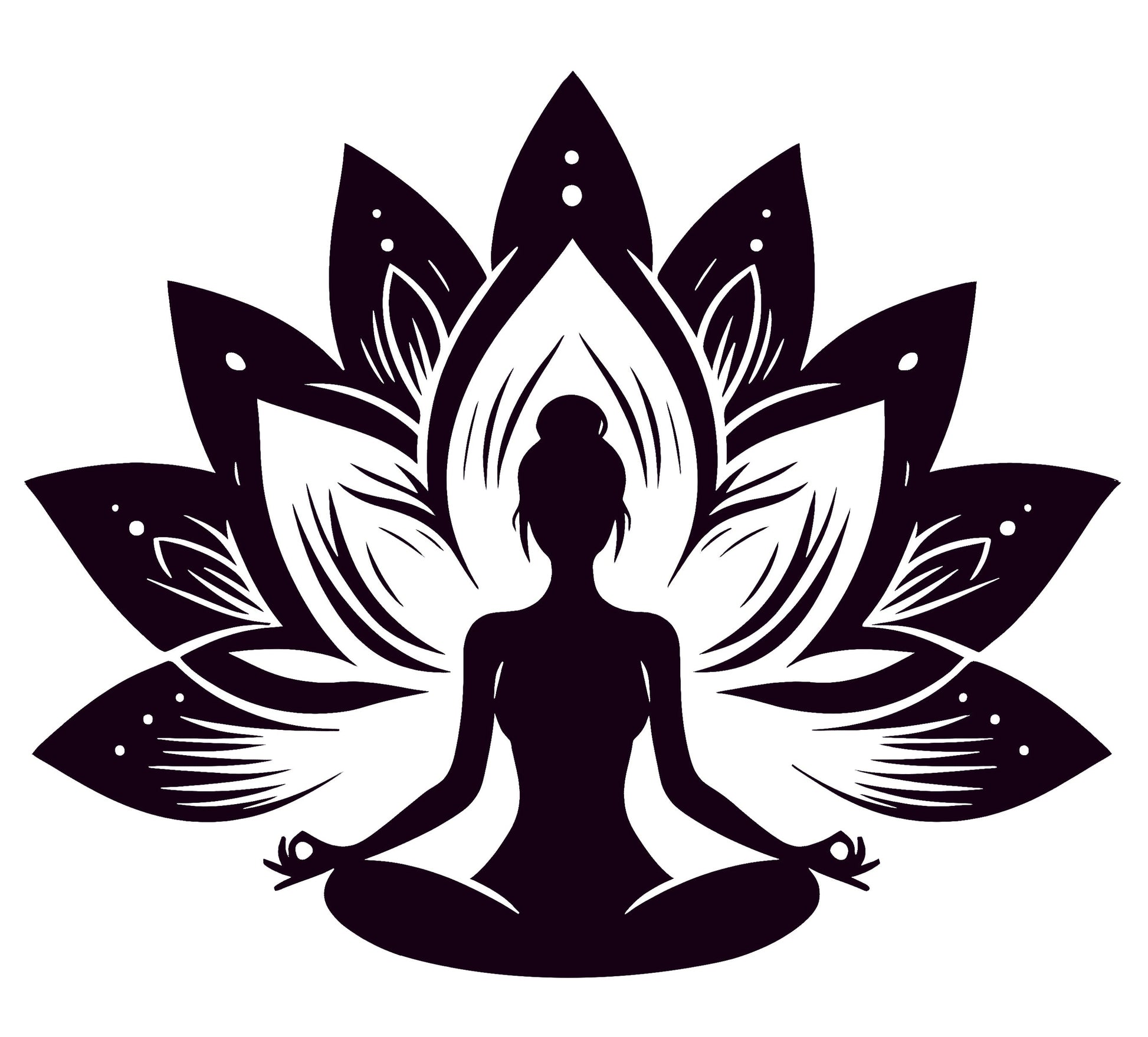 AV133-zwarte-lotus-bloem-met-een-dame-ervoor-in-yoga-houding-applicatie