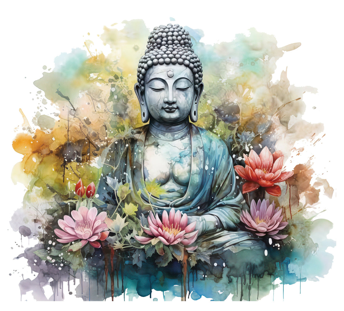 AV136-een-pastelkleurige-buddha-met-roze-bloemen-applicatie