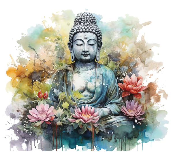 AV136-een-pastelkleurige-buddha-met-roze-bloemen-applicatie