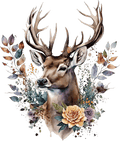 AV154-hert-met-gewei-en-bloemen-applicatie