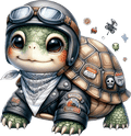 AV160-schildpad-met-stoere-motor-outfit-applicatie