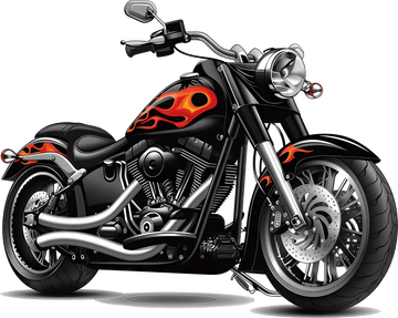 Black With Red Motorcycle Appliqué