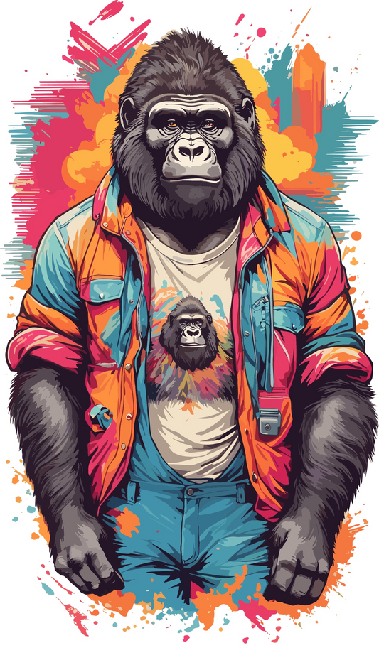 AV55-gorilla-met-een-overhemd-met-pasteltinten-applicatie