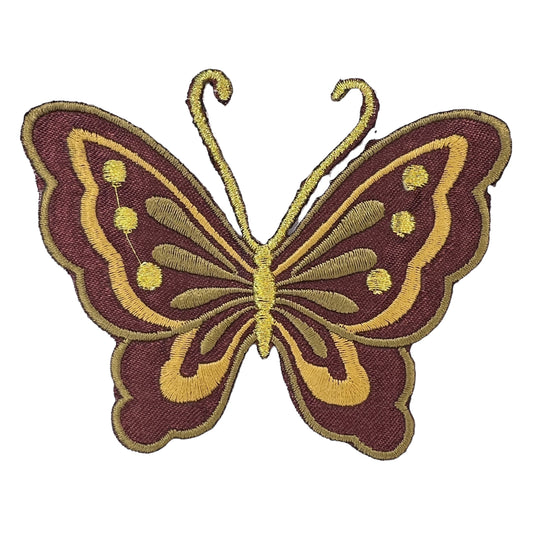 Brown Butterfly With Gold Accents Patch