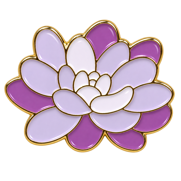 P1-13 paarse bloem pin – vrijstaande voorzijde