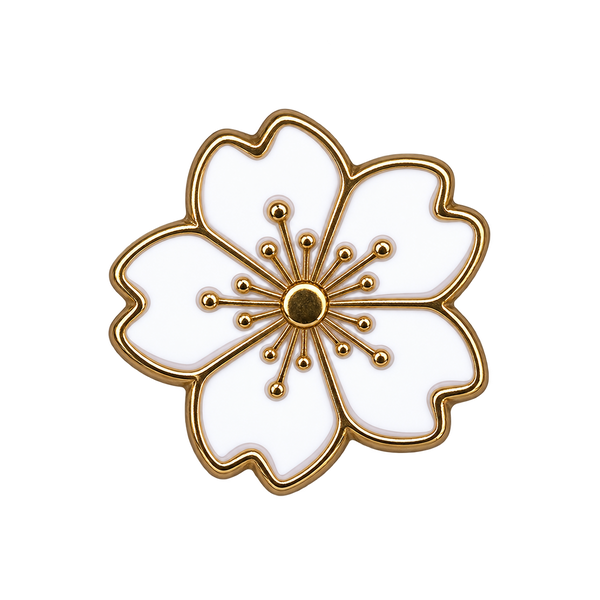 P1-24 Witte Bloem Pin – voorkant