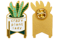 P1-3 Crazy plant lady pin – voorzijde en goudkleurige achterzijde met sluiting