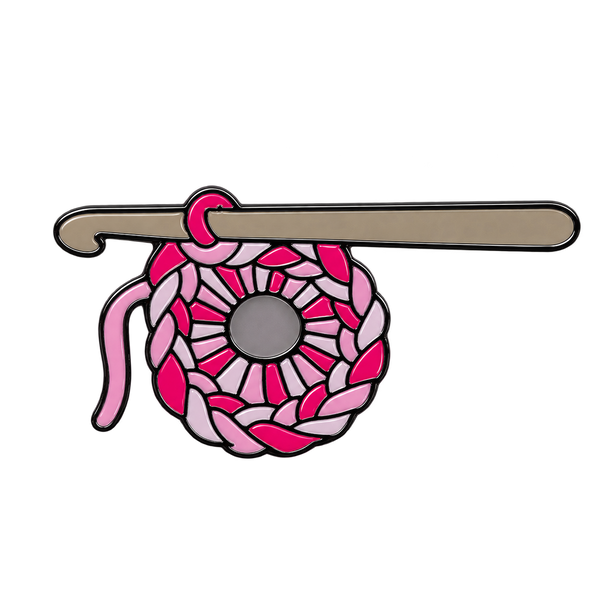P1-7 Roze Bol Wol Met Haaknaald Pin – voorkant