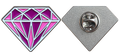 Voor- en achterzijde van de paarse en roze diamant met sluiting, P10-7
