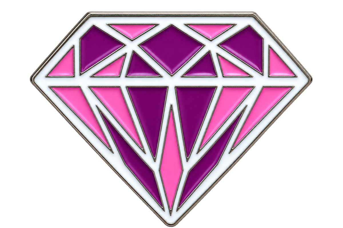 Paarse en roze diamant met zilverkleurige lijnen, P10-7