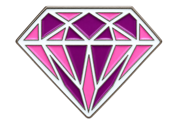Paarse en roze diamant met zilverkleurige lijnen, P10-7