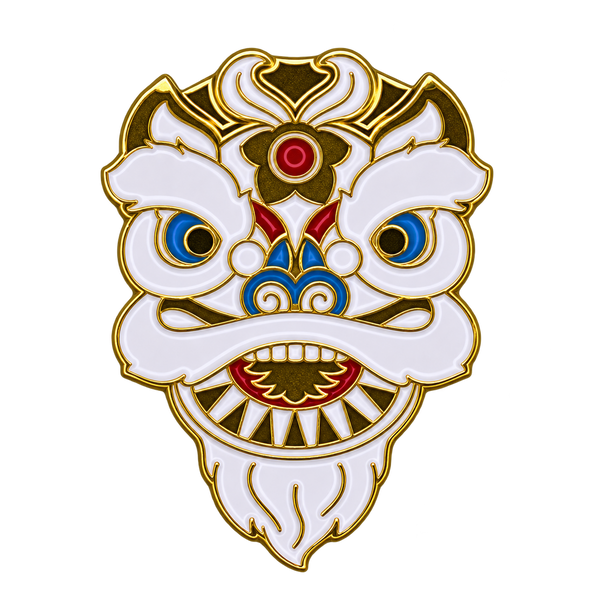 P2-14 Witte Chinese Draak Pin – voorkant