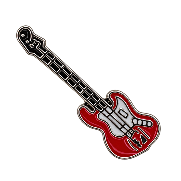P2-19 Rood Met Witte Gitaar Pin – voorkant