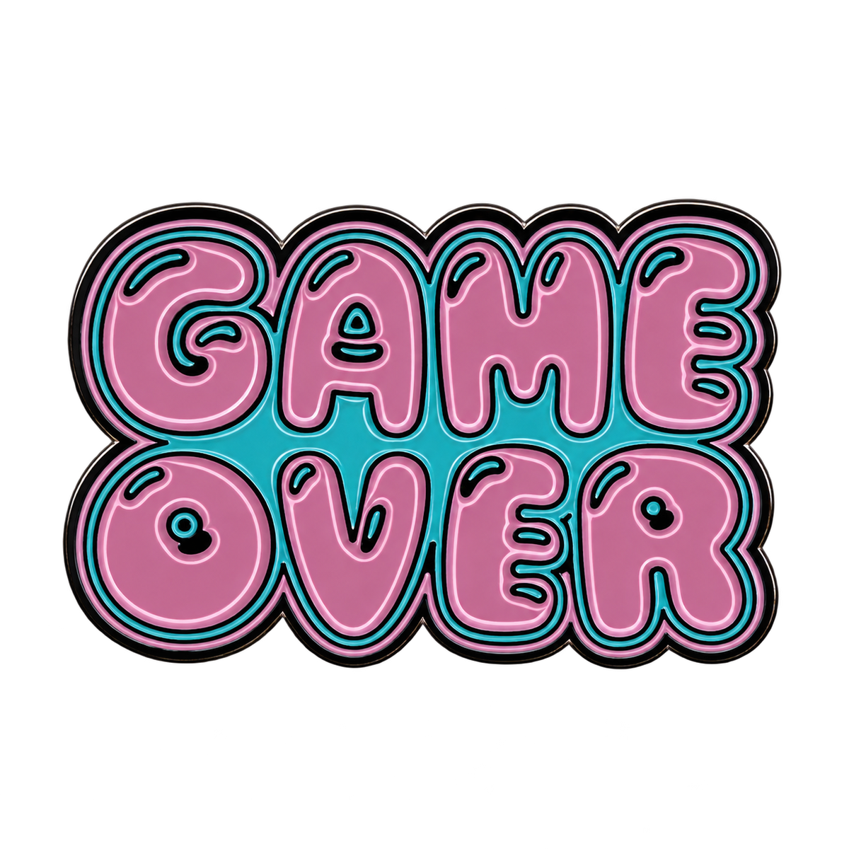 P2-22 Roze Game Over Pin – voorkant