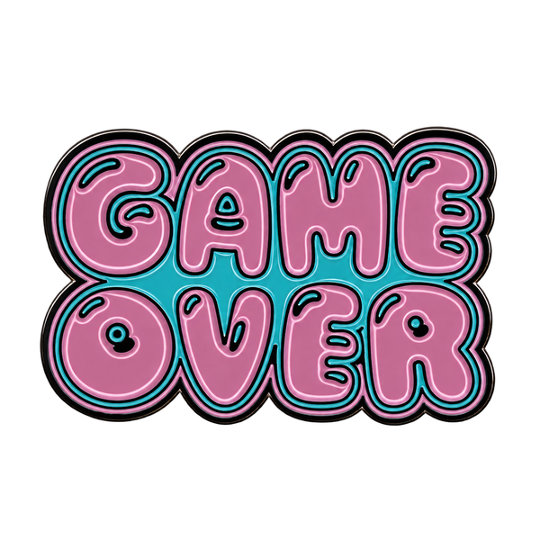 P2-22 Roze Game Over Pin – voorkant