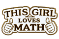 P2-28 This girl loves math pin – vrijstaande voorzijde