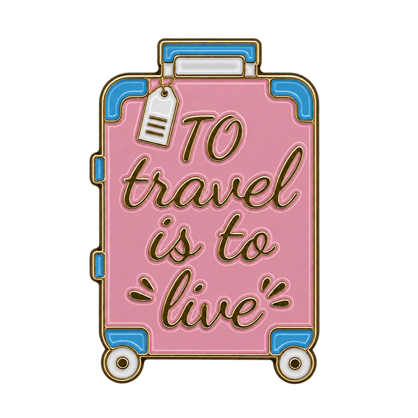 P3-12 Koffer Met Tekst To Travel Is To Live Pin – voorkant