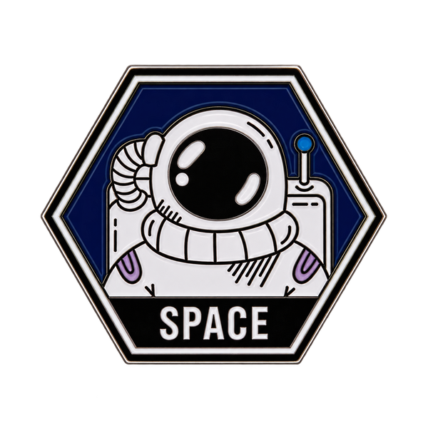 P3-24 Ruimtevaarder Met Tekst Space Pin – voorkant