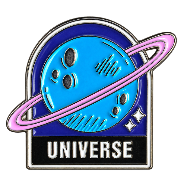 P3-25 Wereldbol met tekst Universe pin – voorzijde