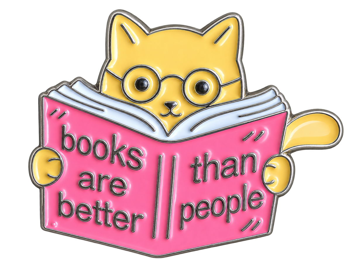 P3-28 – kat met boek, vrijstaande pin