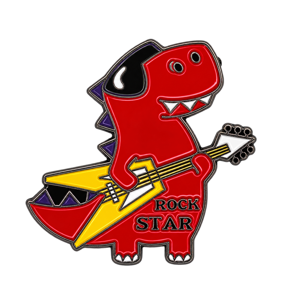 P4-12 Rode Draak Met Gitaar Pin – voorkant