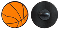 P4-18 Oranje basketbal pin – voor- en achterzijde