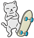 P4-6 Kat met skatebord pin – voorkant