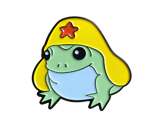 P4-8 Kikker met gele helm pin – voorkant